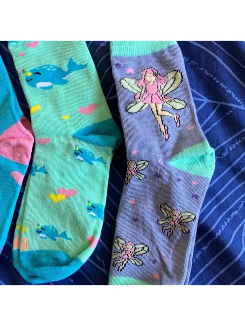 Kids 4-Pack Mermaid & Fairy Crew Socks - Pink, Teal, Blue, Purple